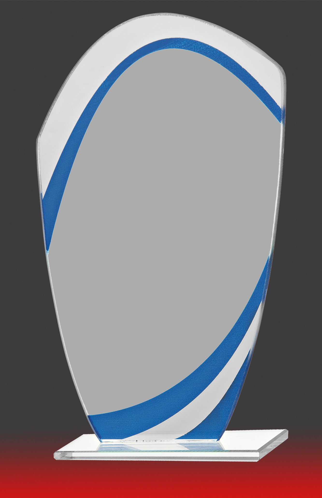 Glazen award met blauwe golf (GL144)