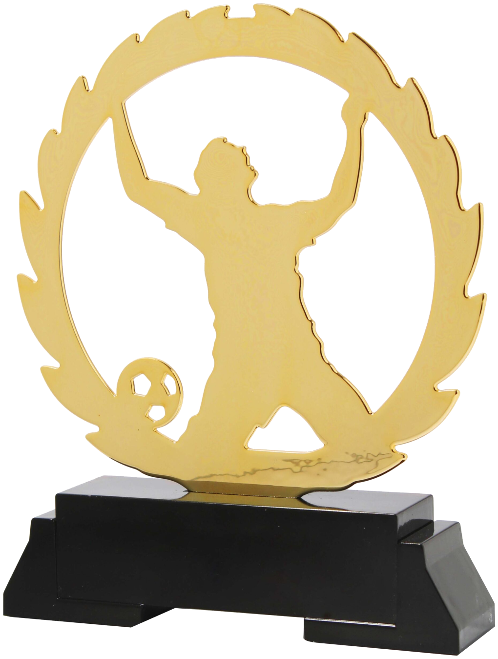 Gouden voetballer op een zwarte voet (L235)